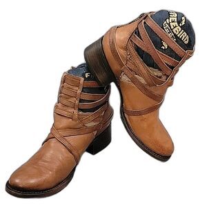 Freebird By Steven 'STAIR' Women's SZ 7 Distressed Brown Leather Strappy Booties